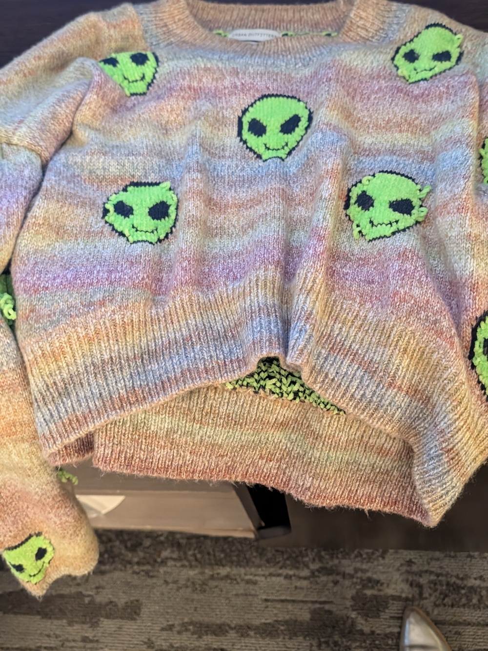 Urban Outfitters Neon Green Open-Weave Accent Sweater